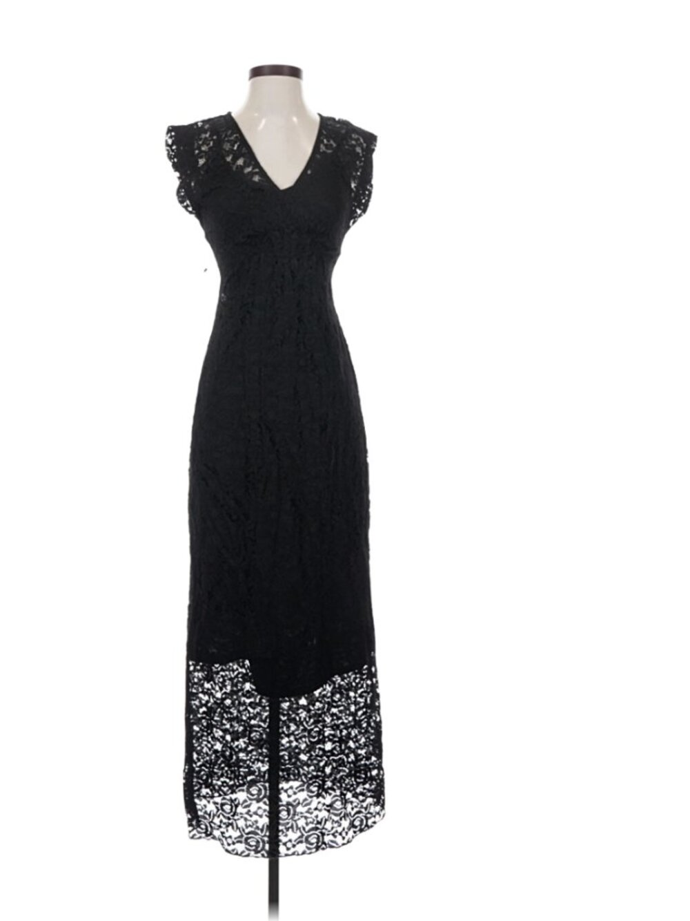 New Topshop Maxi V Neck Dress In Black Lace Official size 4, fits like size 2
